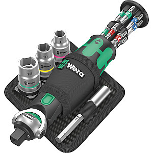 Wera 8009 Zyklop Pocket Set 2, 18 предметов, набор бит (черный/зеленый, реверсивная трещотка на 3/8, 1/4)