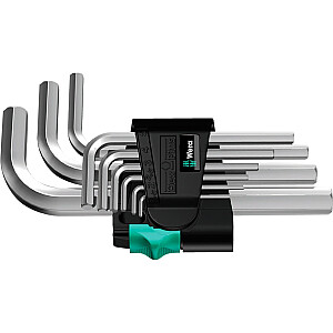 Wera 950/9 L-raktų rinkinys Hex-Plus 5, 9 vnt., atsuktuvas (su fiksavimo segtuku)