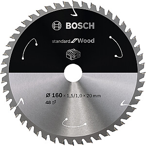 Diskinio pjūklo diskas Bosch Standard for Wood, 160 mm, 48Z (skersmuo 20 mm, akumuliatoriniams pjūklams)