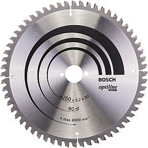 Diskinio pjovimo diskas Bosch Optiline Wood, 250 mm, 60 dantų.