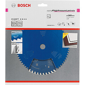 Diskinio pjūklo diskas Bosch Expert aukšto slėgio laminatui, 160 mm, 48Z (skylės skersmuo 20 mm, diskiniams pjūklams)