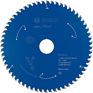Diskinio pjovimo diskas Bosch Expert for Wood, 190 mm, 60Z (skersmuo 30 mm, akumuliatoriniams pjūklams)