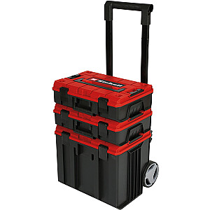 Einhell E-Case Tower sistemos dėklas, įrankių vežimėlis (juoda/raudona, 1x E-Case L, 2x E-Case S)