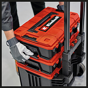 Einhell E-Case Tower sistemos dėklas, įrankių vežimėlis (juoda/raudona, 1x E-Case L, 2x E-Case S)