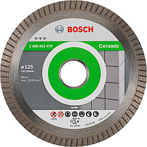 Deimantinis pjovimo diskas Bosch Best for Ceramic Extra Clean Turbo, 125 mm (skersmuo 22,23 mm)