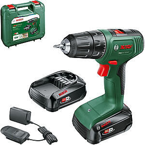 Akumuliatorinis gręžtuvas Bosch EasyDrill 18V-40 (žalia/juoda, 2x ličio jonų akumuliatorius 1,5 Ah, dėklas, POWER FOR ALL ALLIANCE)