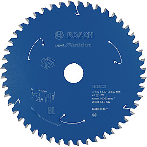 Diskinio pjovimo diskas Bosch Expert, skirtas aliuminiui, 150 mm, 48Z (skersmuo 20 mm, akumuliatoriniams pjūklams)
