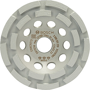 „Bosch Diamond Disc Wheel“ geriausiai tinka betono 125 mm šlifavimo ratui (22,23 mm skersmuo, skirtas betono ir kampiniams šlifuokliams)