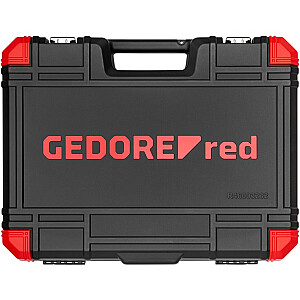 GEDORE Raudonas 1/4 + 1/2 veržliarakčių rinkinys 232 dalių įrankių rinkinys (raudona/juoda, su 2 apverčiamais reketais)