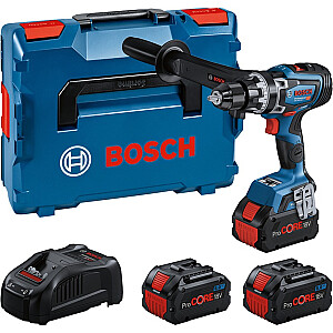 Akumuliatorinis smūginis gręžtuvas Bosch BITURBO GSB 18V-150 C Professional, 18 voltų (mėlyna/juoda, 3 ProCORE18V 8,0 Ah baterijos, Bluetooth modulis, L-BOXX)