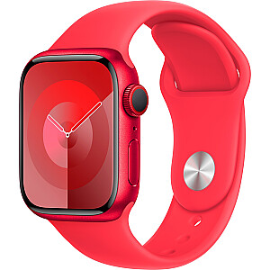 „Apple Watch Series 9“, išmanusis laikrodis (raudonas / raudonas, aliuminis, 41 mm, sportinė apyrankė, mobilusis telefonas)