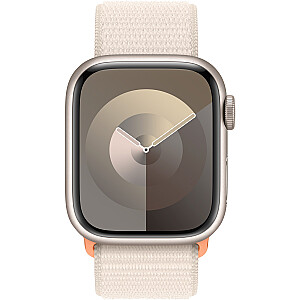 „Apple Watch Series 9“, išmanusis laikrodis (sidabras / smėlio spalvos, aliuminis, 41 mm, sportinė apyrankė, korinis)
