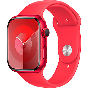 „Apple Watch Series 9“, išmanusis laikrodis (raudonas / raudonas, aliuminis, 45 mm, sportinė apyrankė, mobilusis telefonas)