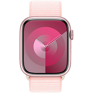 „Apple Watch Series 9“, išmanusis laikrodis (rožinis auksinis / rožinis, aliuminis, 45 mm, sportinė apyrankė, mobilusis telefonas)