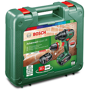 Bosch AdvancedImpact 18 akumuliatorinis smūginis gręžtuvas (žalia/juoda, 2 x 1,5 Ah ličio jonų akumuliatoriai, dėklas, POWER FOR ALL ALLIANCE)