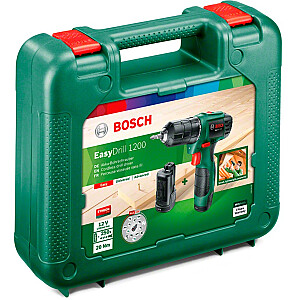 Akumuliatorinis gręžtuvas / suktuvas Bosch EasyDrill 1200 (žalia/juoda, 2 ličio jonų akumuliatoriai 1,5 Ah, dėklas)