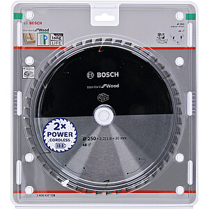 Diskinio pjūklo diskas Bosch Standard for Wood, 250 mm, 48Z (skersmuo 30 mm, akumuliatoriniams pjovimo pjūklams)