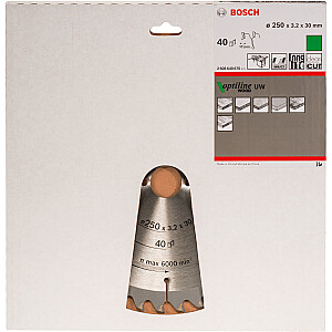 Полотно для циркулярной пилы Bosch Optiline Wood, 250 мм, 40Z (диаметр 30 мм, для настольных пил)