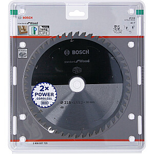 Полотно для циркулярной пилы Bosch Standard for Wood, 216 мм, 48Z (диаметр отверстия 30 мм, для аккумуляторных отрезных пил)
