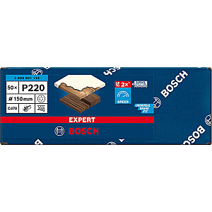 Šlifavimo lakštai Bosch Expert C470, 150mm, K220 (50 vnt., ekscentriniams šlifuokliams)
