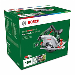 Rankinis diskinis pjūklas Bosch UniversalCirc 18V-53, 18V (žalia/juoda, 2,5 Ah ličio jonų baterija, POWER FOR ALL ALLIANCE)