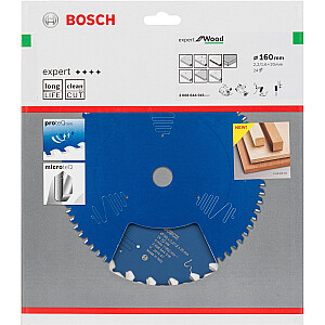 Diskinio pjovimo diskas Bosch Expert for Wood, 160 mm, 24Z (skersmuo 20 mm, skirtas rankiniams diskiniams pjūklams)
