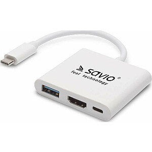 Stotis / replikatorius Savio AK-48, USB tipas C - HDMI, USB 3.0, adapteris USB C PD