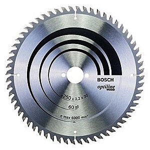 Diskinio pjovimo diskas Bosch Powertools Optiline Wood T 250x30-60 — 2608640665