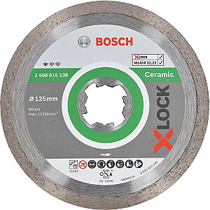 Bosch X-LOCK Standartinis deimantinis pjovimo diskas keramikai 125 mm (O 125 mm x 22,23 x 1,6 x 7)