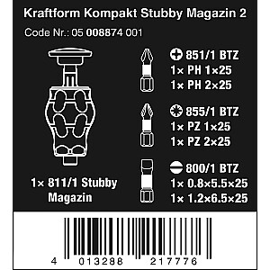 Wera Kraftform kompaktiškas trumpas žurnalas 2 bitams (juodas/žalias, 7 vnt.)