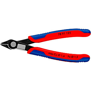 KNIPEX Electronic Super Knips 78 91 125, клещи для электроники (красный/синий, с открывающей пружиной и ограничителем открывания)