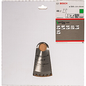 Bosch Optiline Wood diskinio pjūklo diskas, 216 mm, 48Z (skersmuo 30 mm, skirtas įstrižiniams ir kampiniams pjūklams)