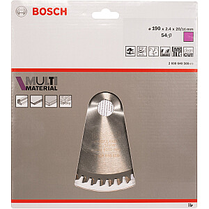 Bosch Multi Material diskinio pjūklo diskas, 190 mm, 54Z (skersmuo 20 mm, skirtas rankiniams diskiniams pjūklams)