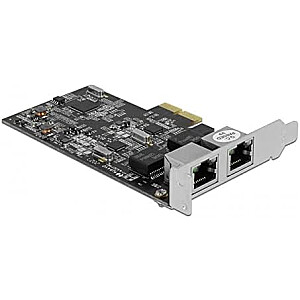 DeLOCK PCI Express x2 kortelė su 2 x RJ45 2,5 Gigabit tinklo adapteriu RTL8125