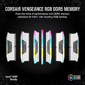 Комплект Corsair 64 ГБ DDR5-5200, память (белый, CMH64GX5M2B5200C40W, Vengeance RGB, XMP)