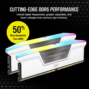 „Corsair“ 64 GB DDR5-5200 atminties rinkinys (baltas, CMH64GX5M2B5200C40W, „Vengeance RGB“, XMP)
