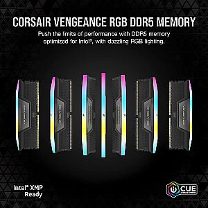 „Corsair“ 64 GB DDR5-6200 atminties rinkinys (juodas, CMH64GX5M4B6200C32, „Vengeance RGB“, XMP)