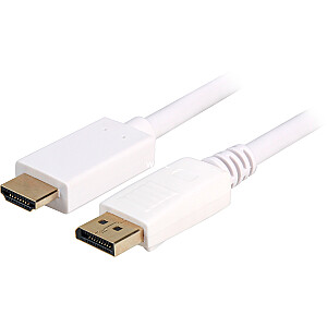 Кабель-переходник Sharkoon Displayport 1.2 > HDMI 4K (белый, 3 метра)