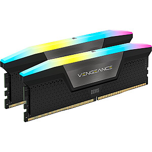 „Corsair DDR5“ – 96 GB – 6600 – CL – 32 (2 x 48 GB) dvigubas komplektas (juodas, CMH96GX5M2B6600C32, „Vengeance RGB“, INTEL XMP)