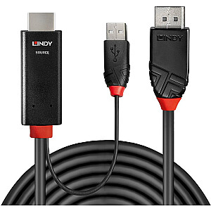 Lindy HDMI į DisplayPort adapterio kabelis (juodas / raudonas, 3 metrai)