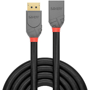 „Lindy DisplayPort 1.4 Anthra Line“ prailginimo kabelis, nuo kištuko iki moteriško (juodas, 1 metras)