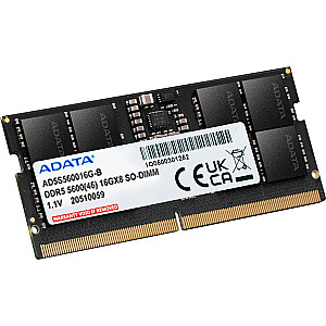 ADATA DDR5 – 16 GB – 5600 – CL – 46, viena RAM (juoda, AD5S560016G-S, „Premier Tray“)