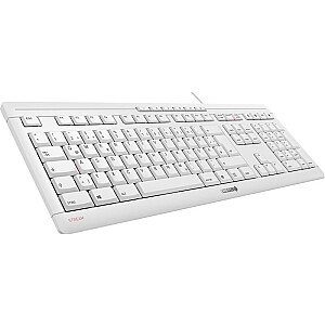 CHERRY STREAM KEYBOARD, клавиатура (белая/серая, американо-английская раскладка, с символом ЕВРО)