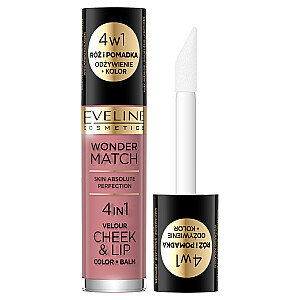 EVELINE Wonder Match Velour Cheek&Lip skaistalai ir skysti lūpų dažai 02 4,5 ml