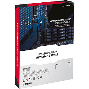 Kingston FURY DDR5 16GB - 7200 - CL - 38 - Vienas rinkinys - DIMM, KF572C38RS-16, Fury Renegade Silver, XMP, juoda / sidabrinė