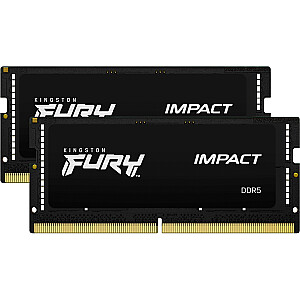 Kingston DDR5 - 32 GB - 6400 - CL - 38 (2x 16 GB) dvigubas komplektas, RAM (juoda, KF564S38IBK2-32, Impact, INTEL XMP)