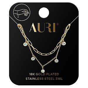 AURI SET Позолоченный браслет, Клипсы + Позолоченный браслет, Цирконий