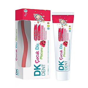 DERMOKIL DK Dent Vaikiška dantų pasta Raspberry 50ml + dantų šepetėlis