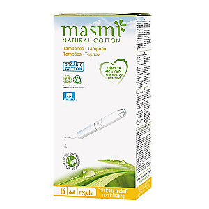 MASMI Natural Cotton tamponai iš natūralios medvilnės su Regular aplikatoriumi 16 vnt.