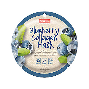 PUREDERM Blueberry Collagen Mask lakštinė kaukė su mėlynėmis 18g